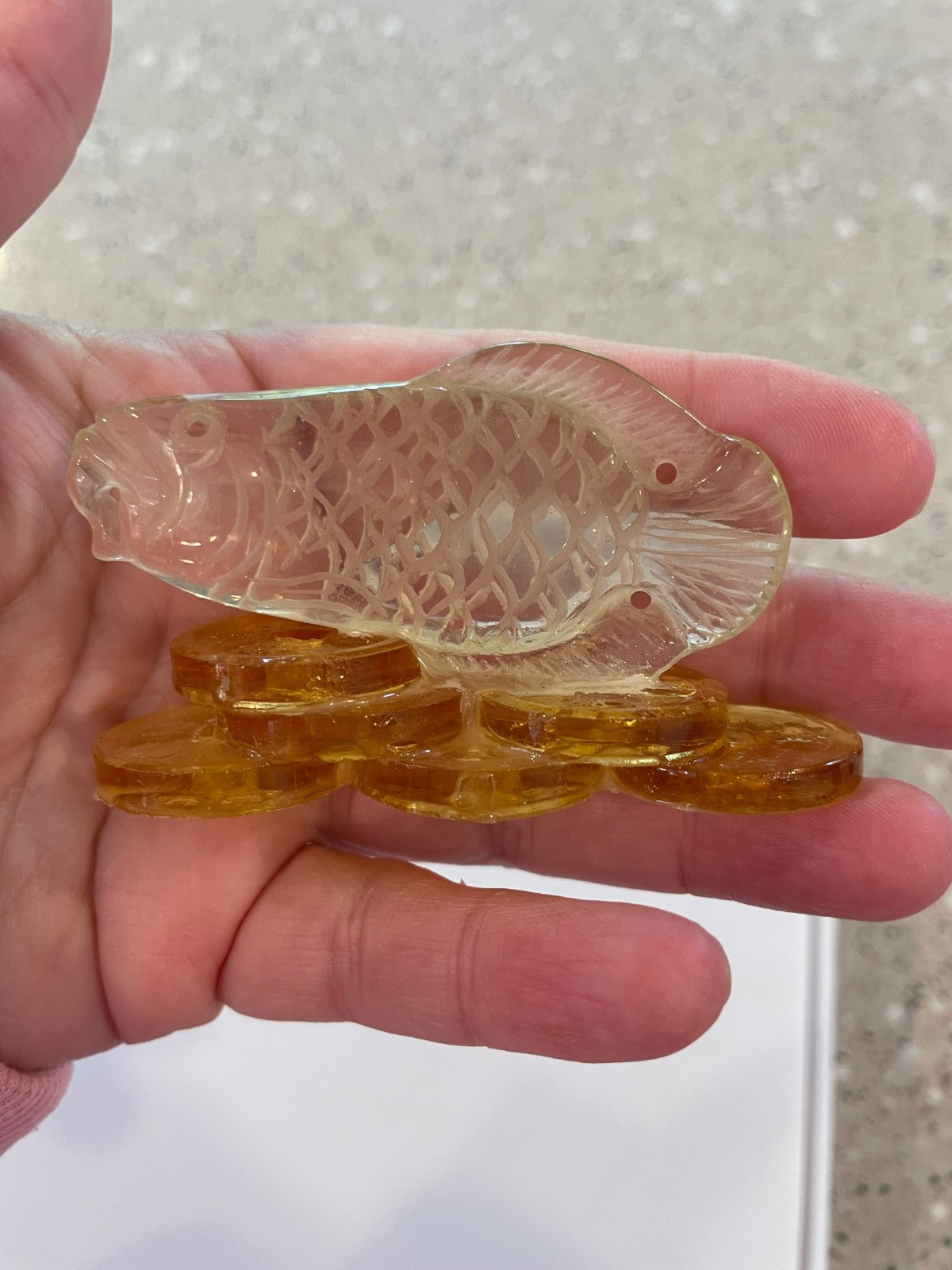 Citrine fish carving