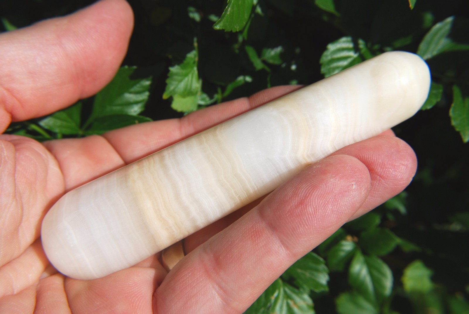 CHARGED Honey Calcite 4.0″ Wand Reflexology Massage Crystal Energy Healing 102g