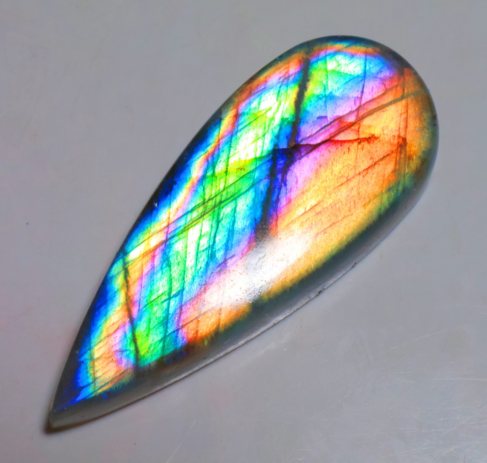 Natural Labradorite Pear , 0.5″- 4″ High Purple Multi Flash, Pick a Size