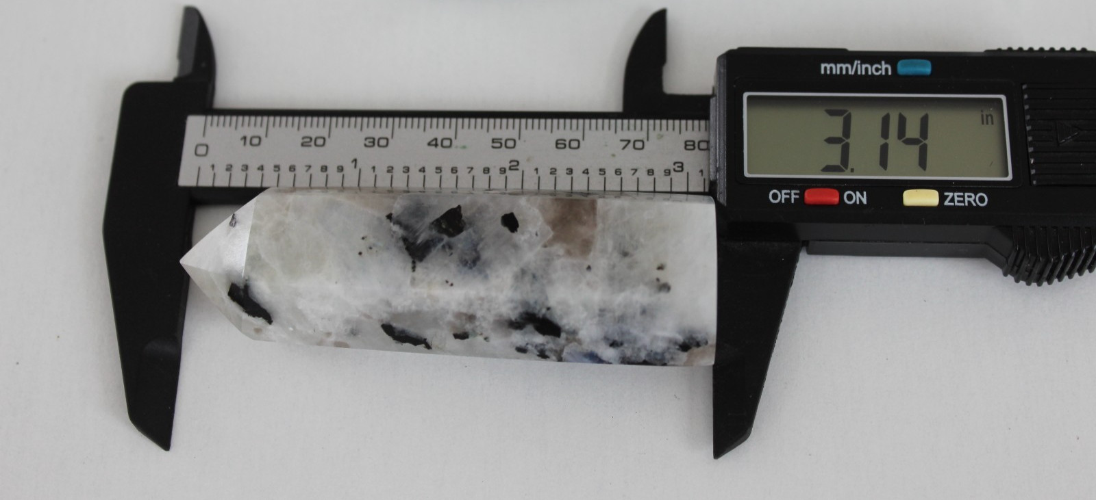 RAINBOW MOONSTONE POINT 3.14 INCHES TALL/ 85 GRAMS