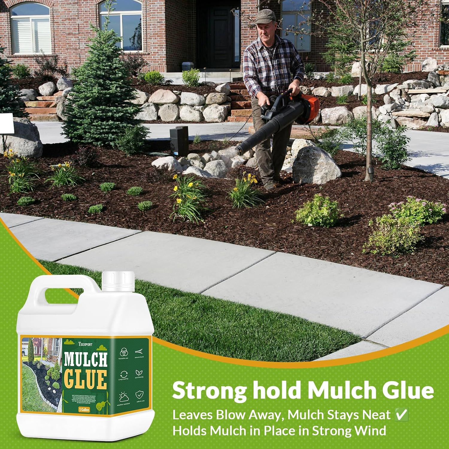 Mulch Glue for Landscaping, 1 Gallon Rock Glue for Landscaping Gravel Binder Adh