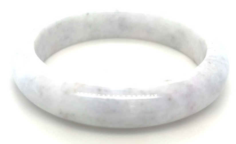“Type A Burmese Jadeite Bangle White Half Moon 59mm”