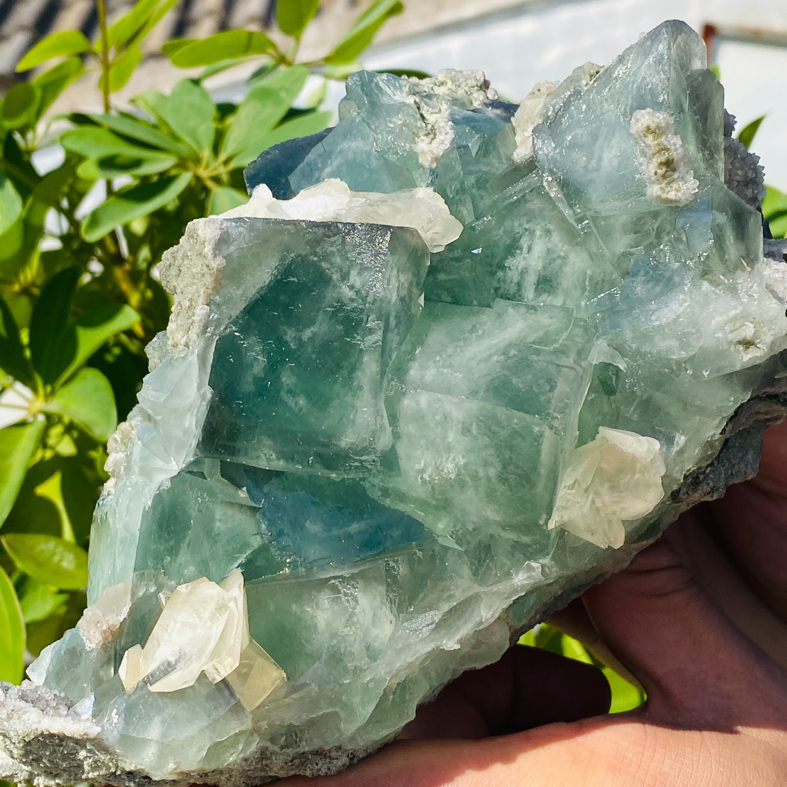 1706g Natural transparent blue green fluorite mineral crystal sample/China