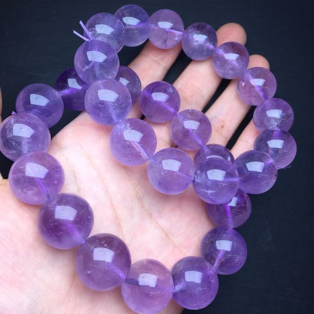18mm Natural Amethyst Bead Bracelet Reiki Crystal Quartz Healing Decorate 1pc