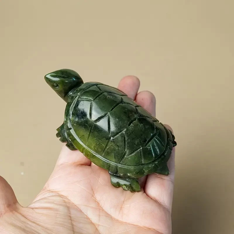 2Pcs Nephrite Jade Turtle Crystal Mineral Specimens Hand Carved Home Decor Gift