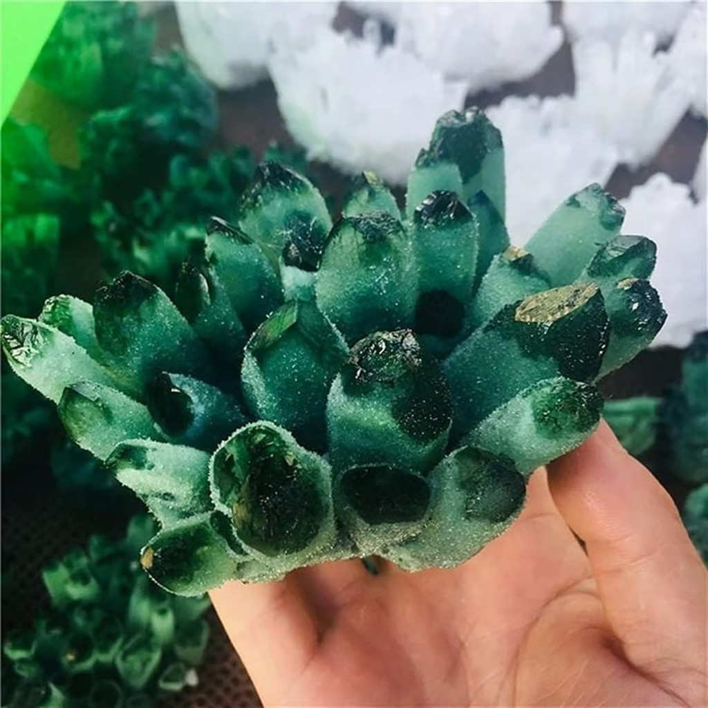300g+ Raw Green Ghost Crystal Cluster Rough Geode Reiki Quartz Home Decor Gift