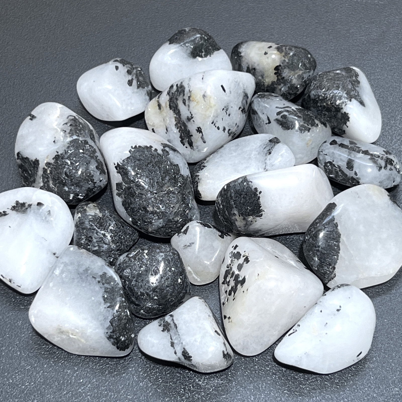 White Quartz With Tourmaline Tumbled (By The Piece Or Pound) Wholesale Polished