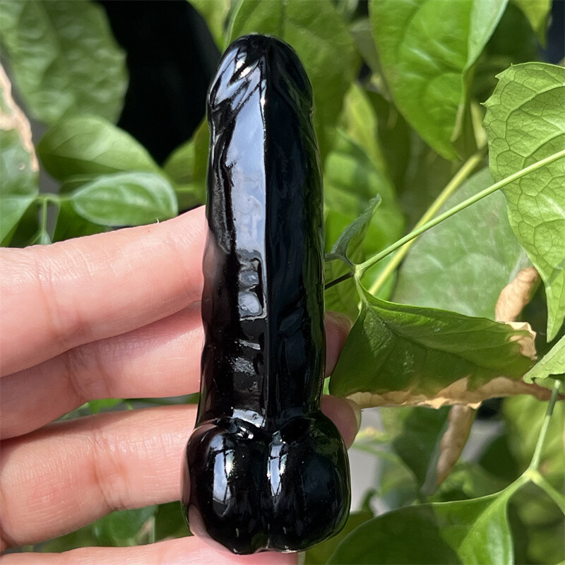 3″ Natural Obsidian Male Penis Quartz Skull Crystal skull Figurines Healing 1PC