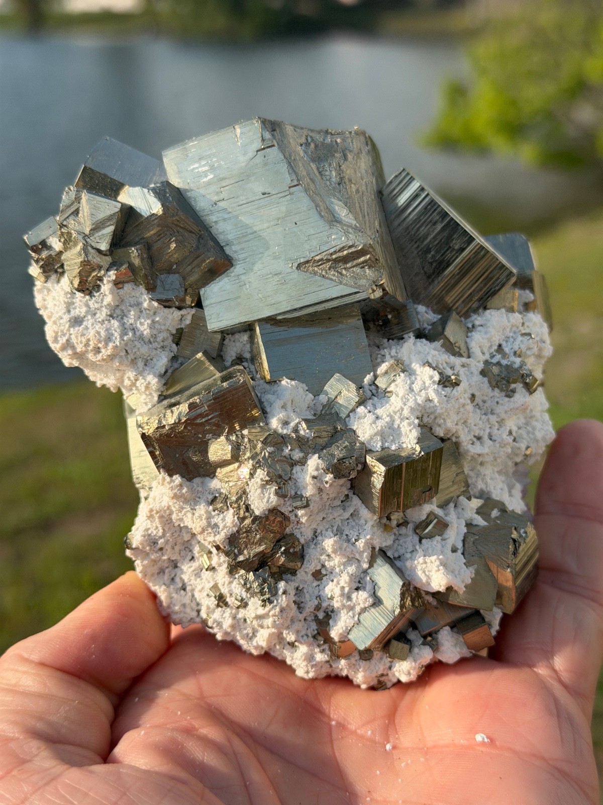 AA PYRITE Crystal CUBE Cluster Huanzala Mine Peru 2.9 LBS 3 3/4″ High x 5″