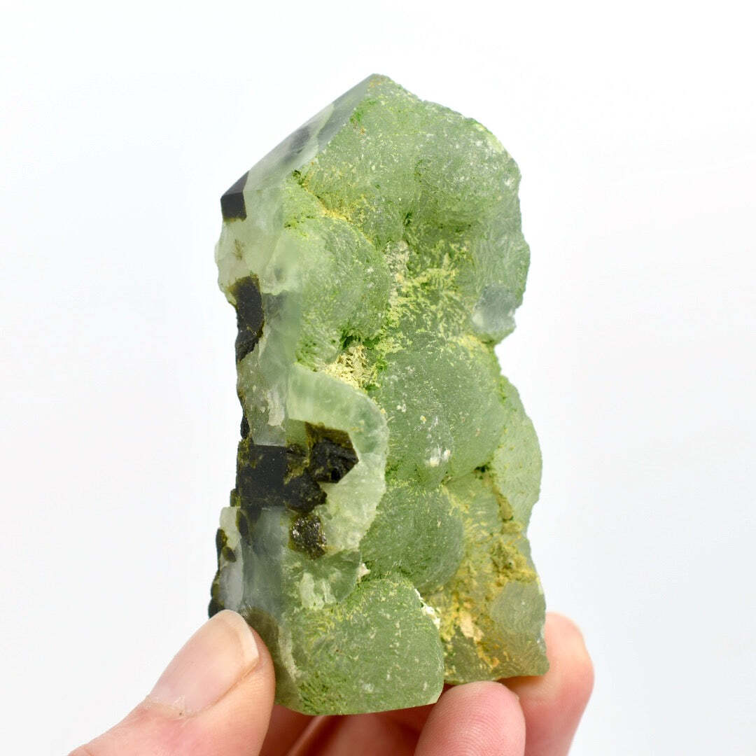 3in 147g Botryoidal Prehnite Epidote Crystal Tower, Namibia