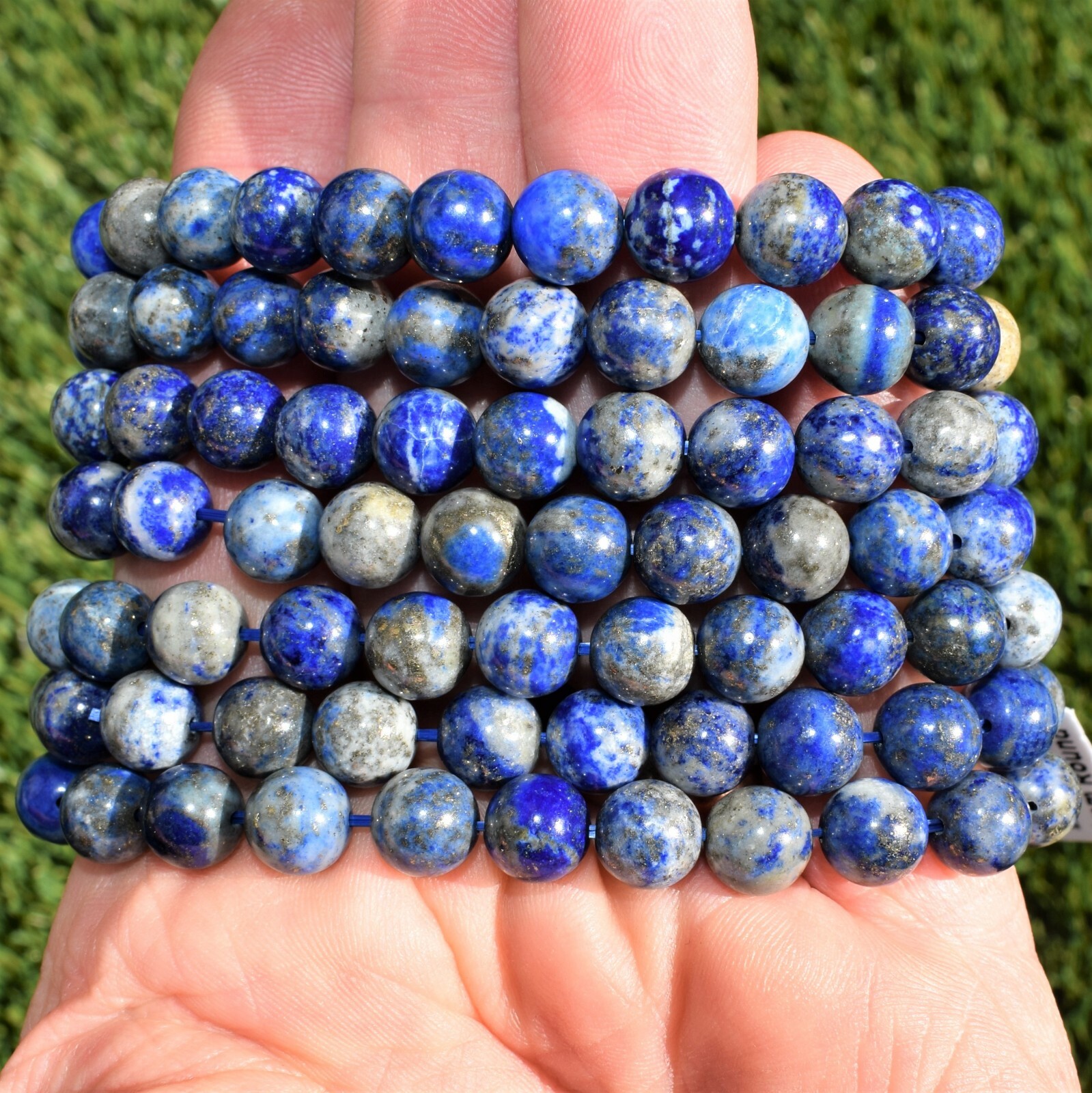 Premium CHARGED Natural Lapis Lazuli Crystal 8mm Bead Stretchy Bracelet + Heart