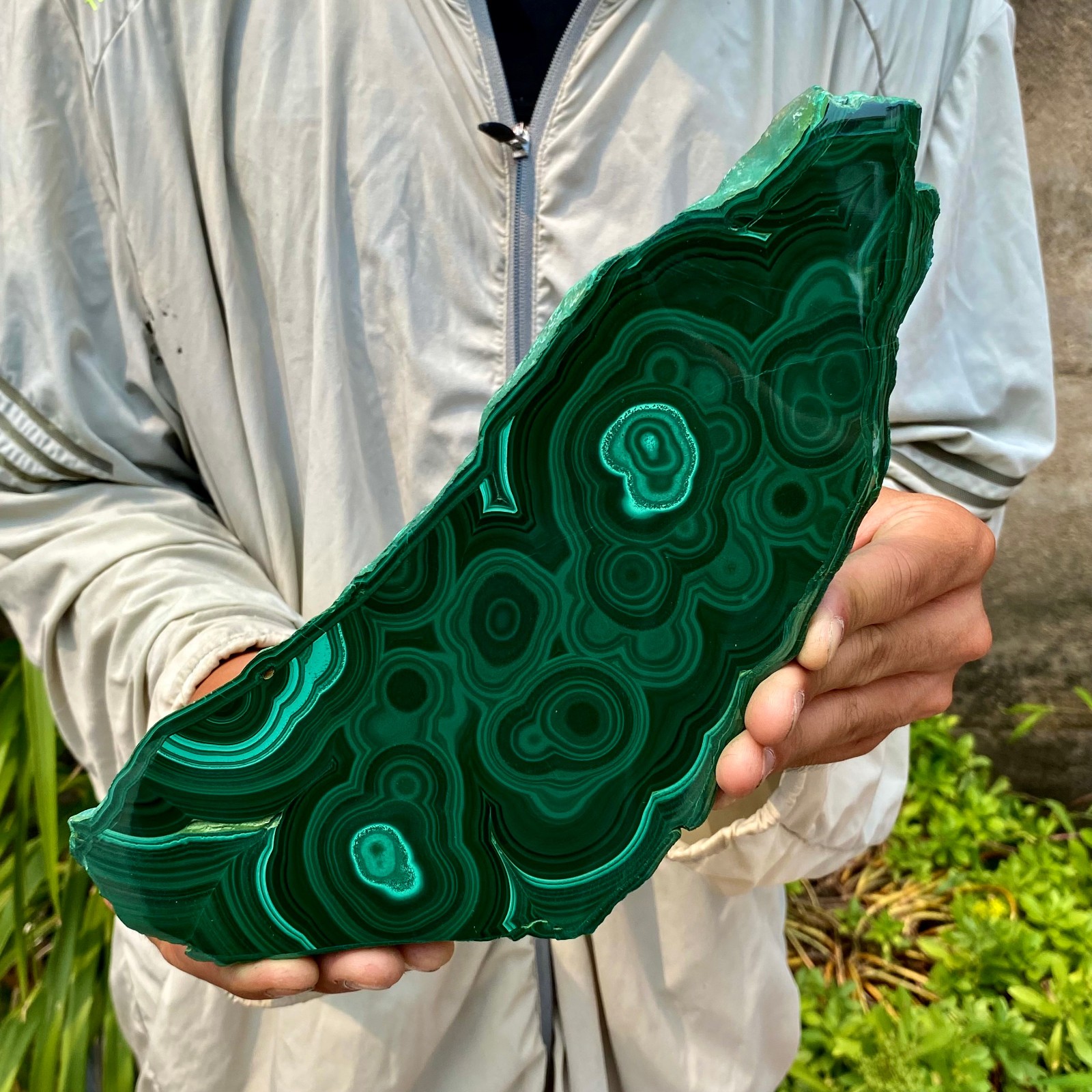 2.6LB Natural malachite slice quartz crystal luster mineral specimen