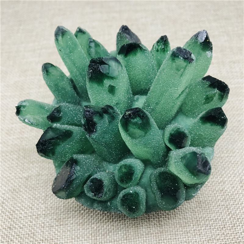 300-500g Natural Green Ghost Phantom Quartz Crystal Cluster High-end Atmosphere