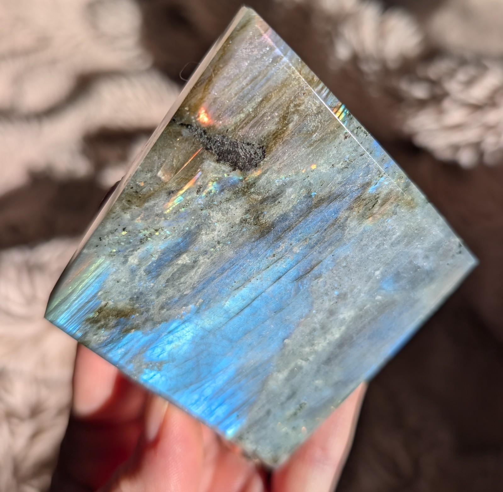 Labradorite Freeform Diamond Ornament Crystal Gemstone Chakra Flash
