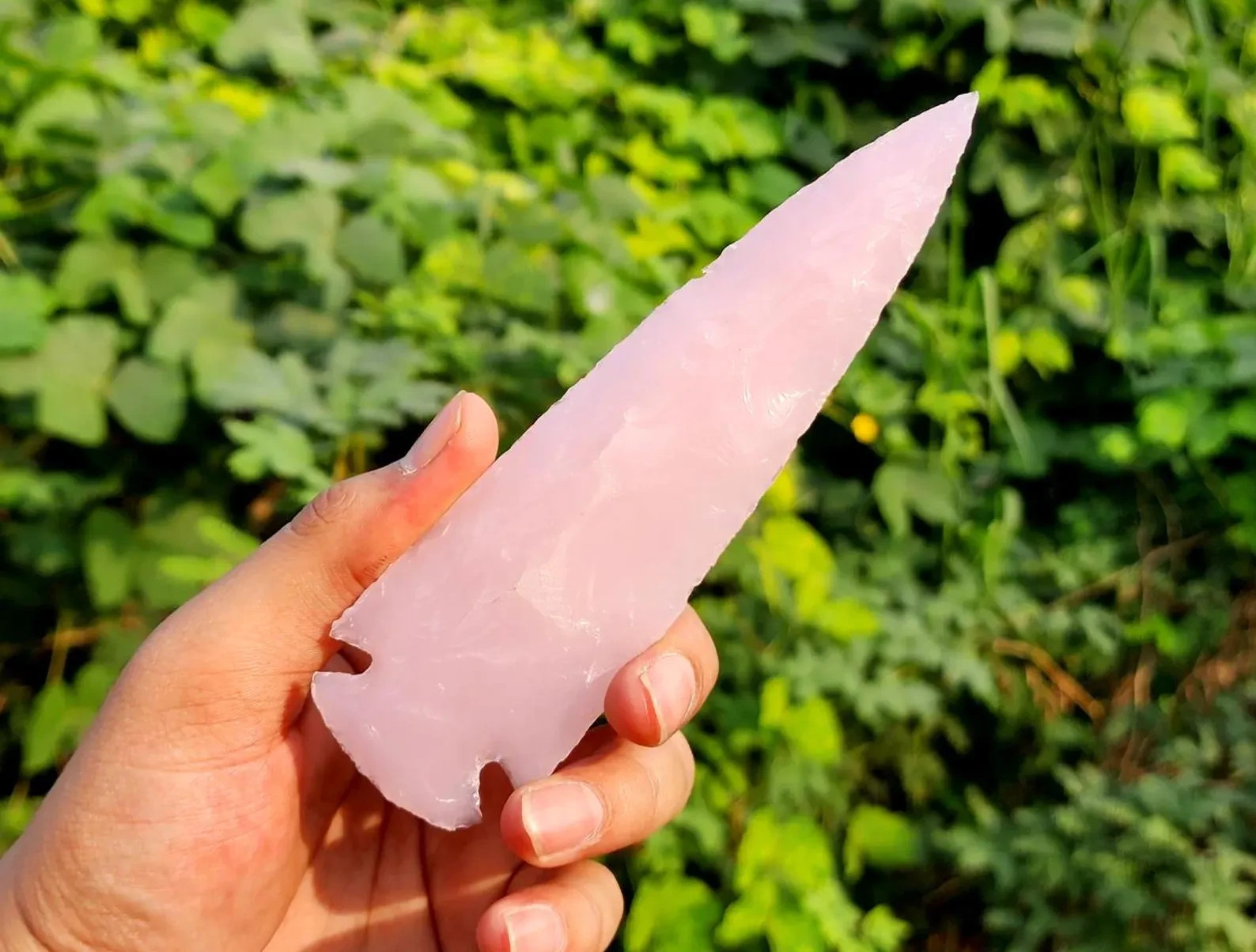 Rose Quartz Glass Arrowhead 1-6″ Handmade Crystal Point Pink Quartz Decor