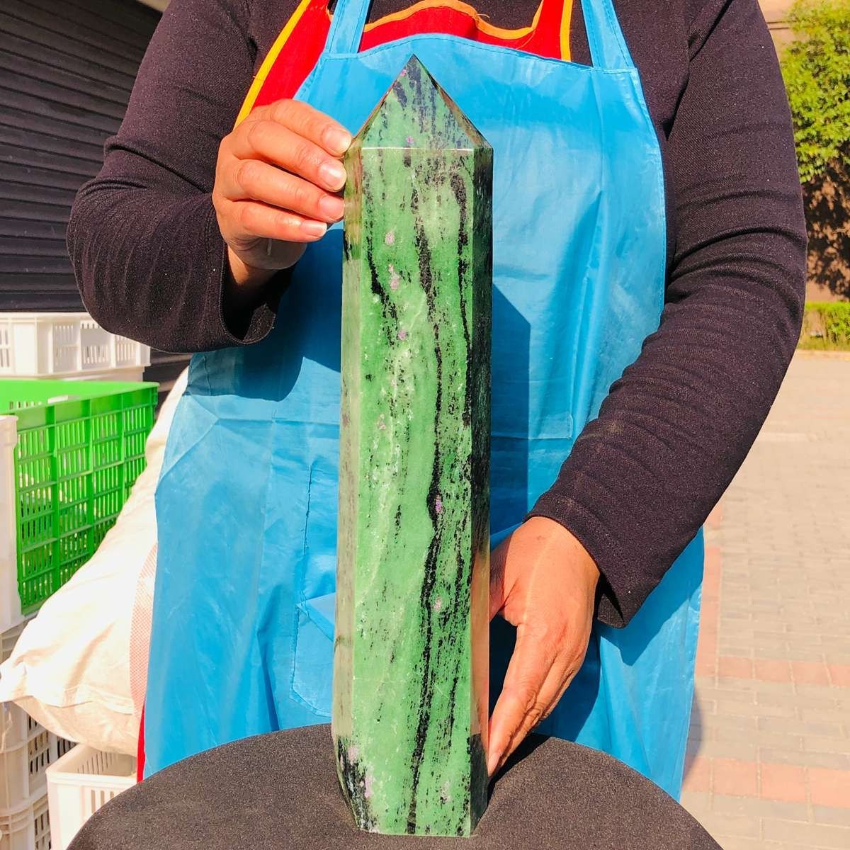 9.59LB Large Natural Red and Green Treasure Crystal Obelisk Specimen Healing