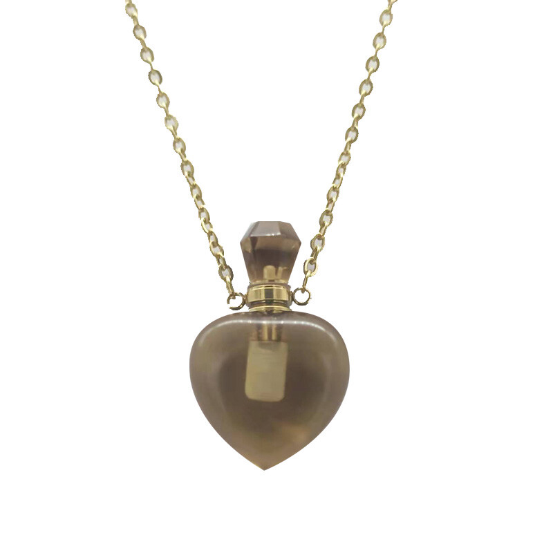 Natural Quartz Gemstone Perfume Bottles Pendant Chakra Healing Crystal Necklace