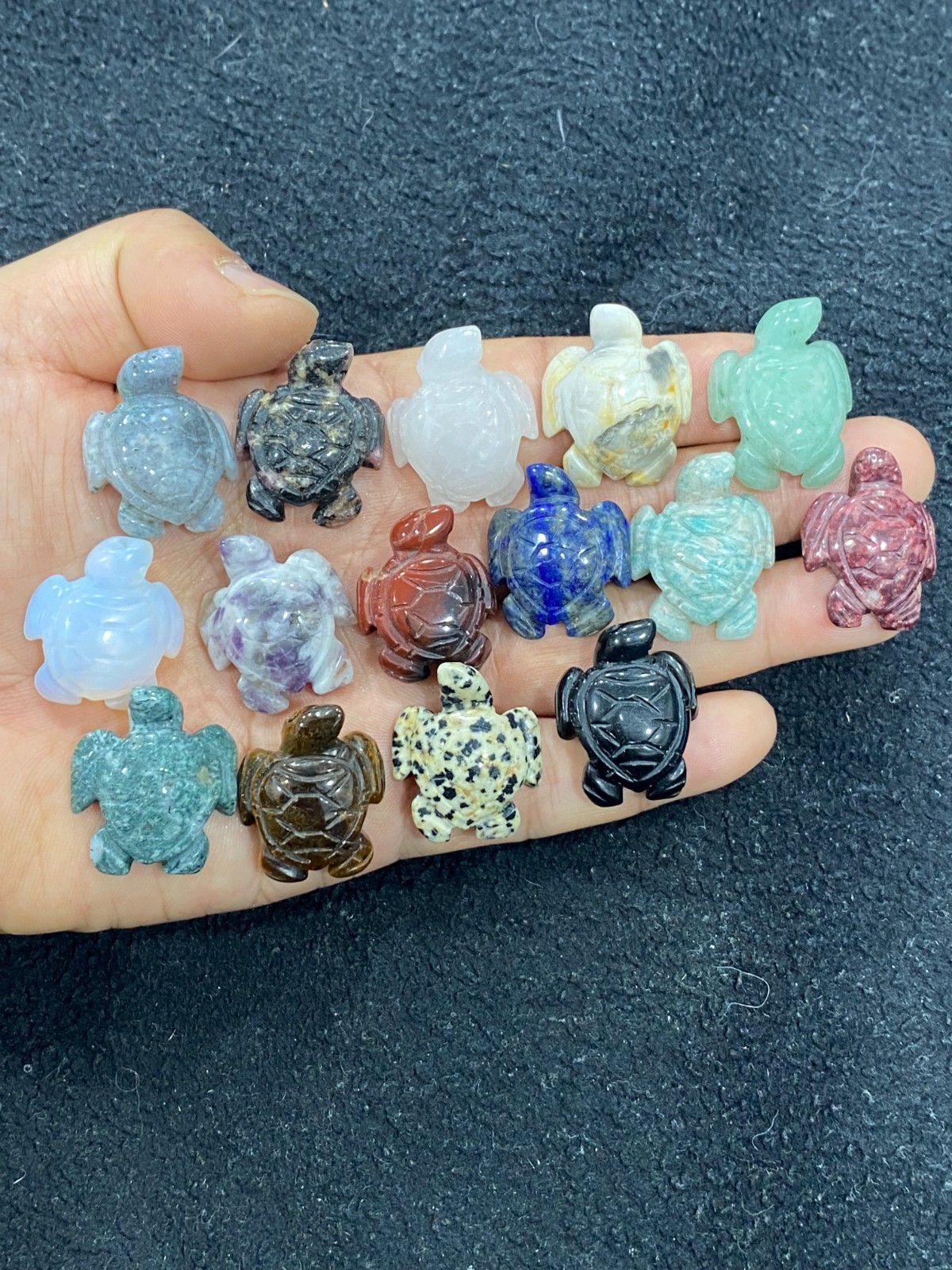 5pc Natural mix Quartz hand Carved Mini Sea turtle crystal Reiki healing