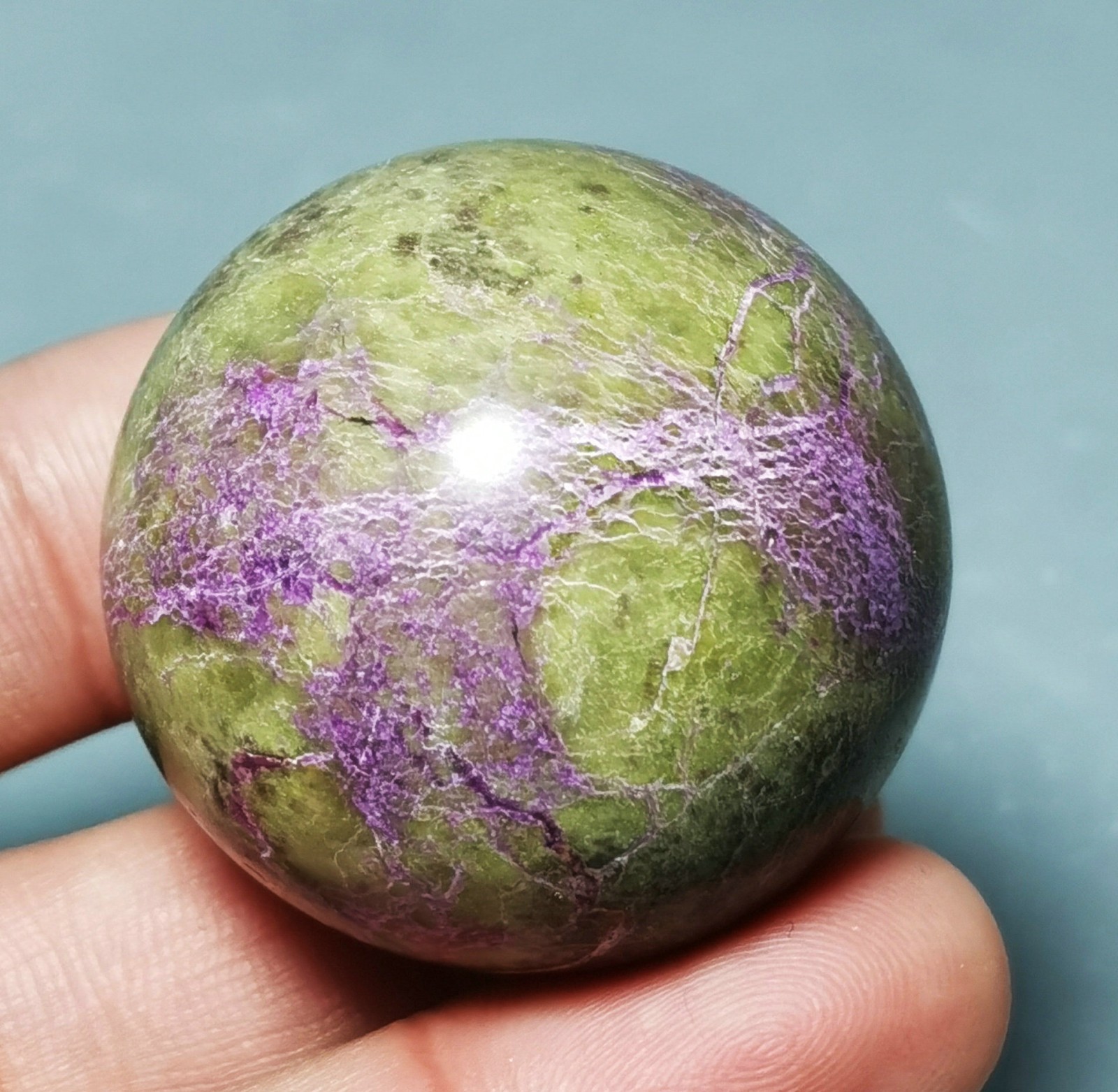 Very Rare Atlantisite Stichtite in Serpentine Polished Ball Reiki Healing