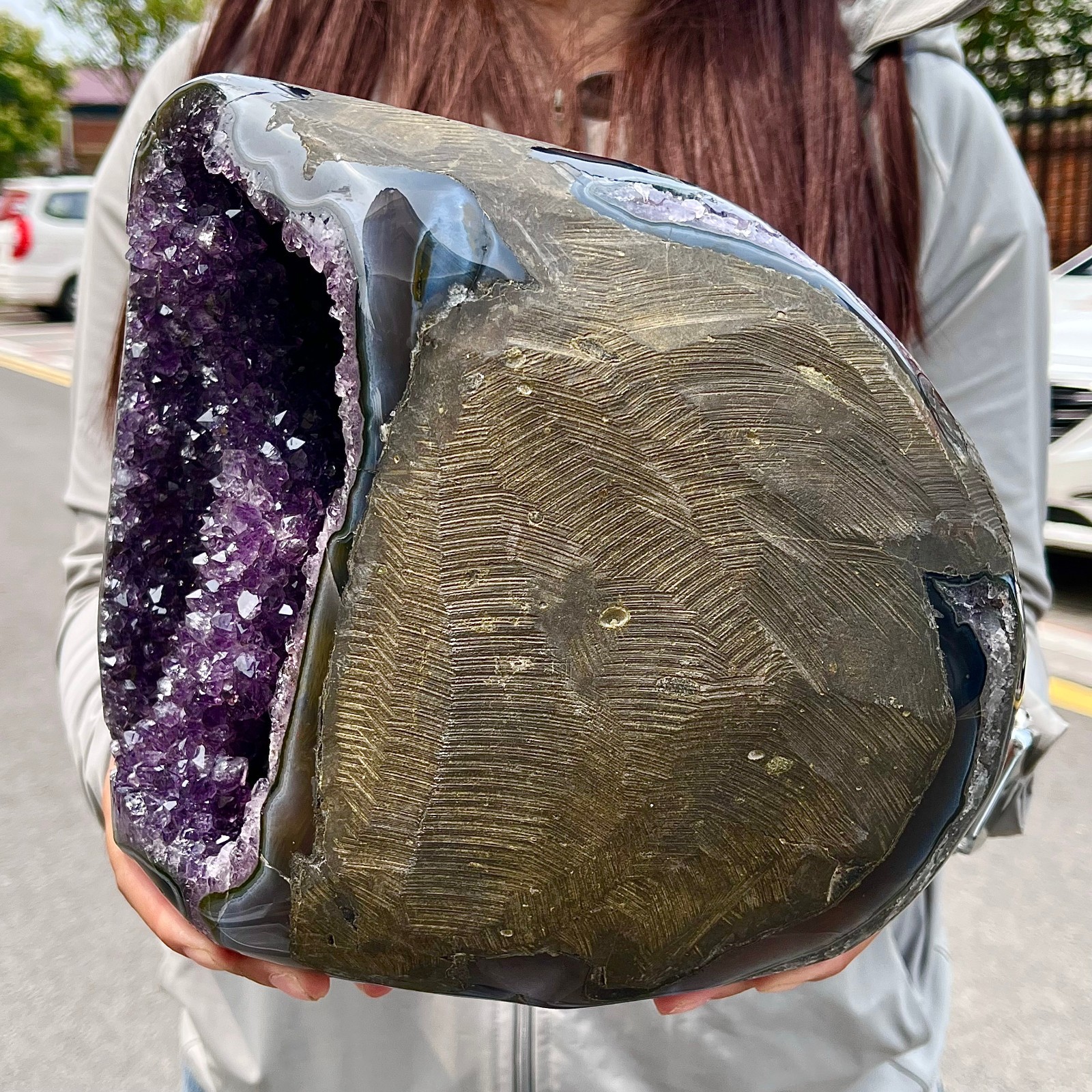 15.23LB High quality amethyst agate coin bags attract wealth crystal specimens