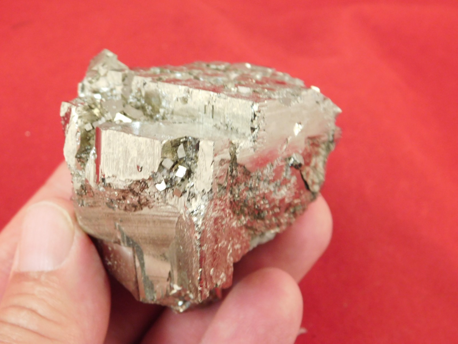 LARGER 100% Natural STEPPED PYRITE Crystal CUBE Cluster Huanzala Mine Peru 317gr