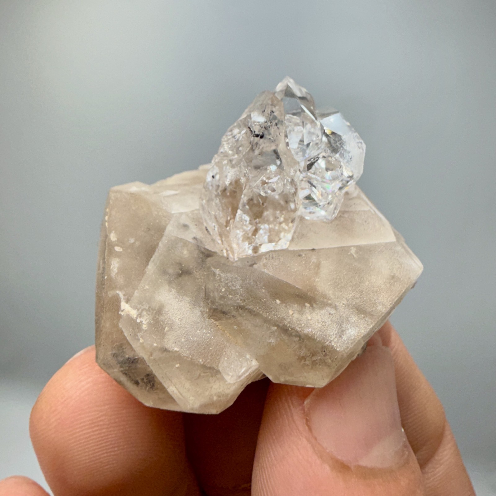 Herkimer Diamond Gem Cluster Perched on Calcite Crystals, Unique + 100% Natural!