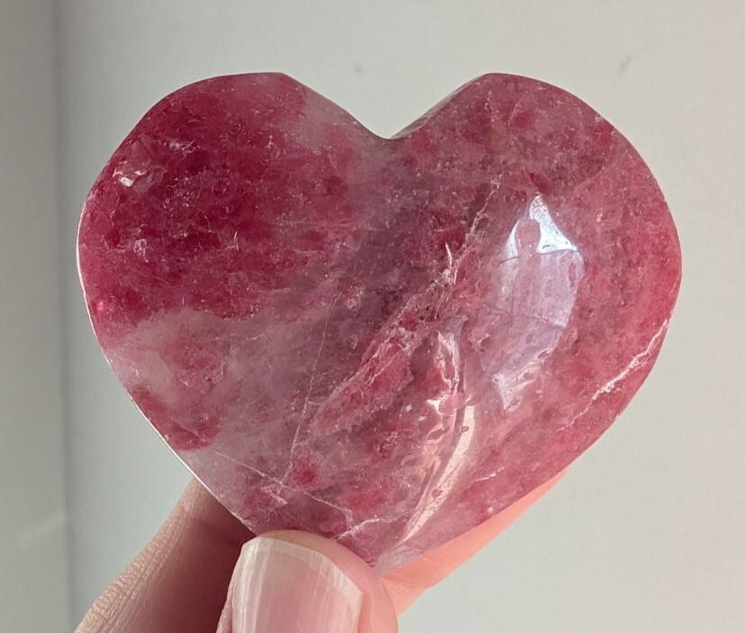 Pink Rhodonite Heart Carving Crystal Chakra Gemstone Mineral