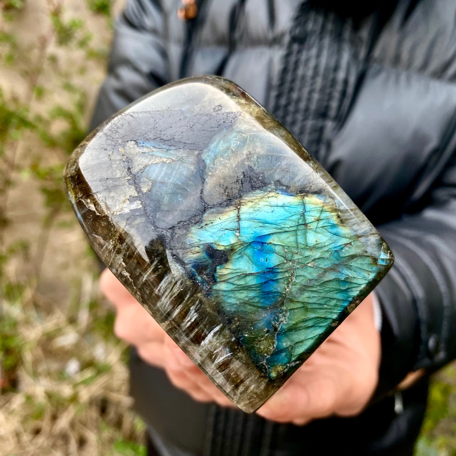 1.9LB Natural Gorgeous Labradorite Quartz Crystal Stone Specimen Healing