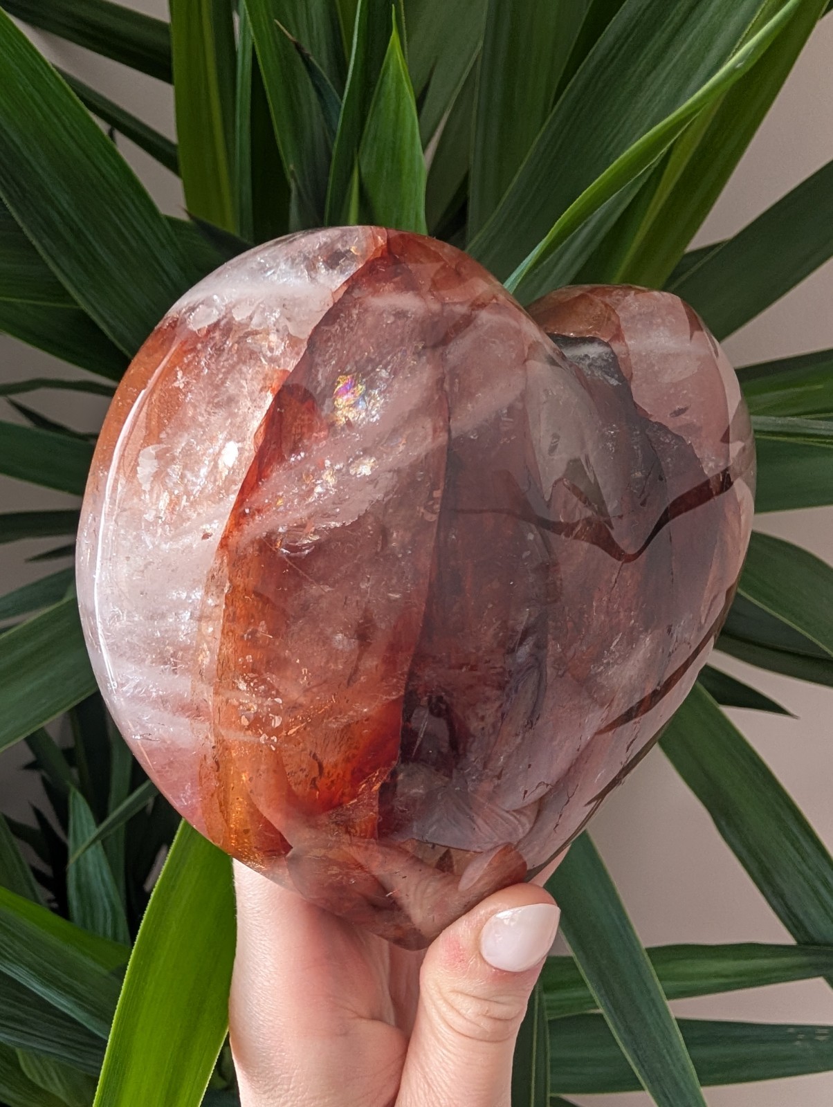 Fire Quartz Heart Carving Crystal Gemstone Large Big Point Chakra Reiki