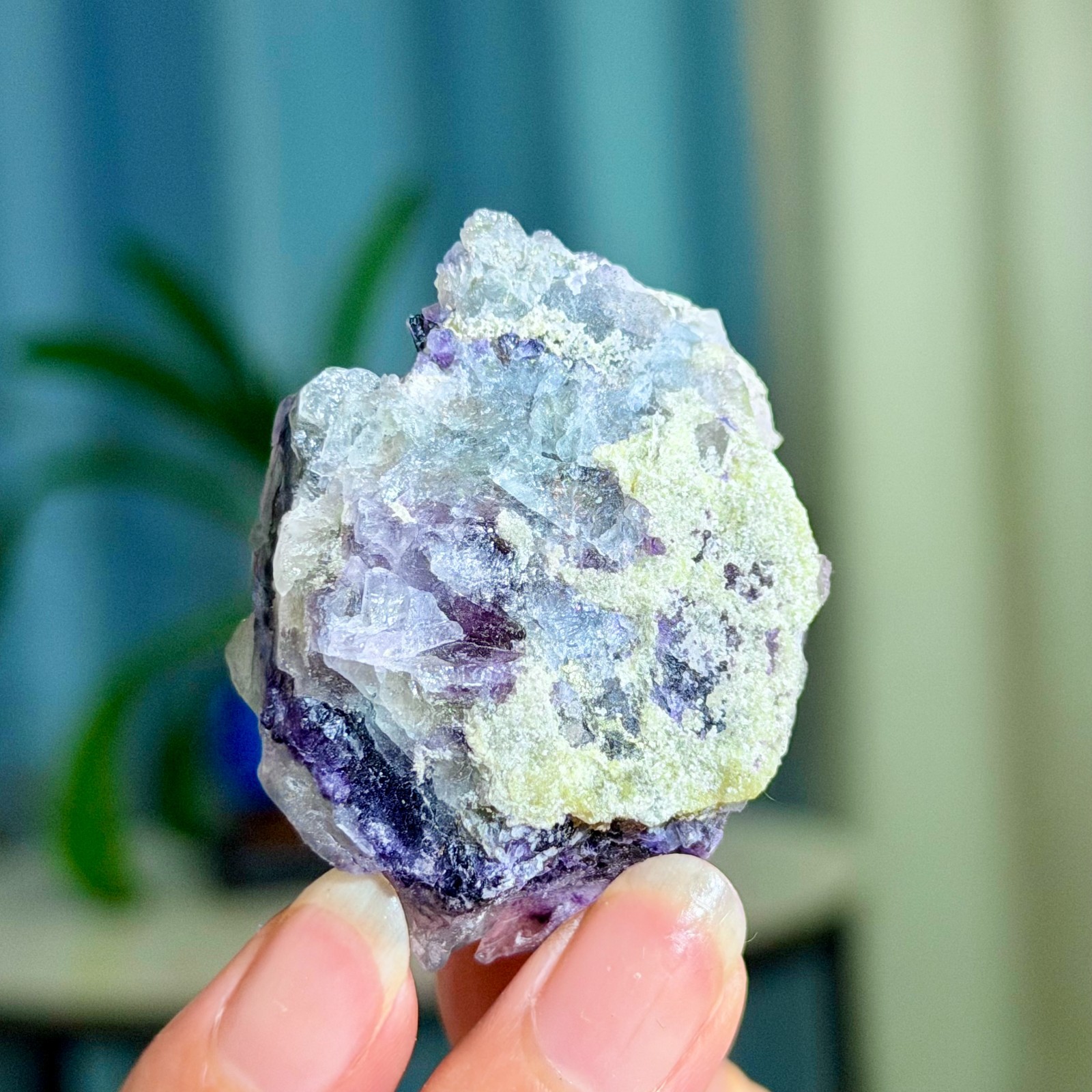 56G Rare Transparent Purple Cubic Fluorite with Clear Crystal Mineral Sample