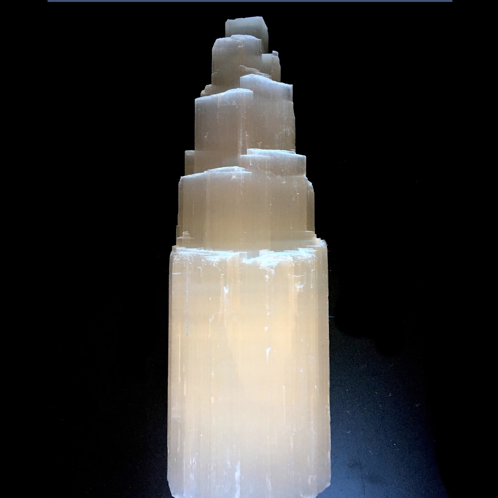 XL Selenite Tower Lamp ” Crystal White Natural Healing Light & LED Cord Bulb