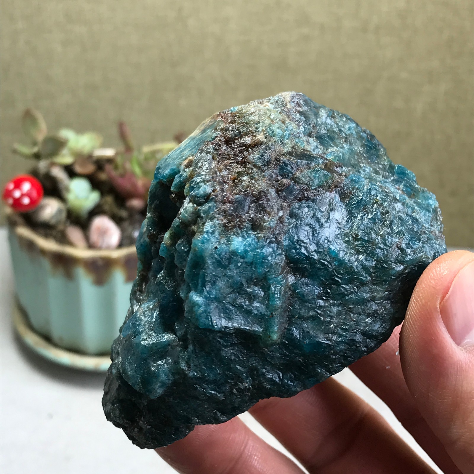 87-53-48mm Top Natural apatite Crystal uncut gemstone Mineral Specimen A4268