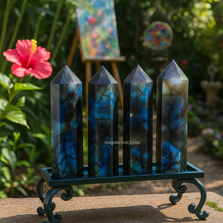 1PCLabradorite Tower Point Mineral Specimen Healing Crystal Stone Art Collection