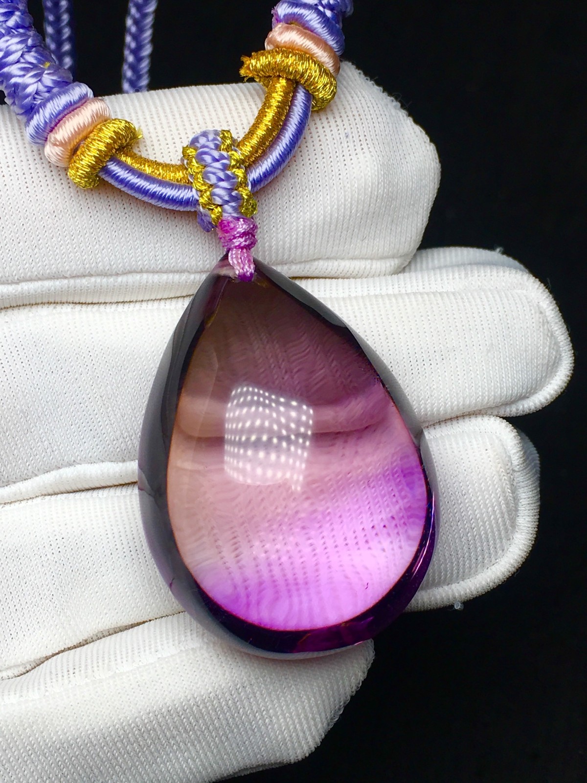 Natural Full Clear Gradient Amethyst Teardrop Pendant, Improve Focus Wisdom Gift