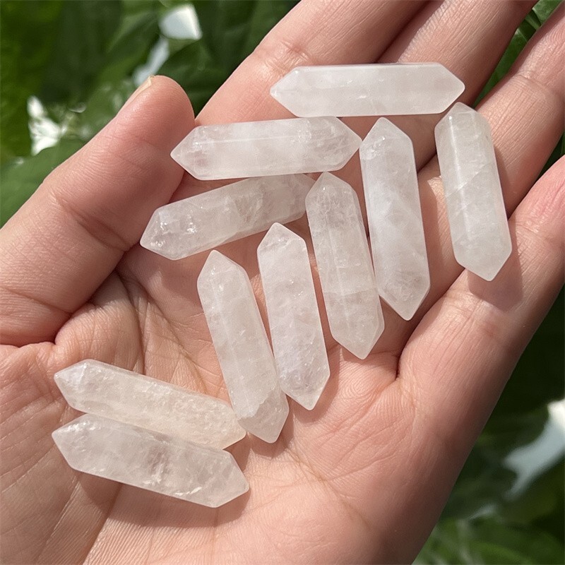10pcs natural clear quart obelisk quartz crystal wand double point reiki healing