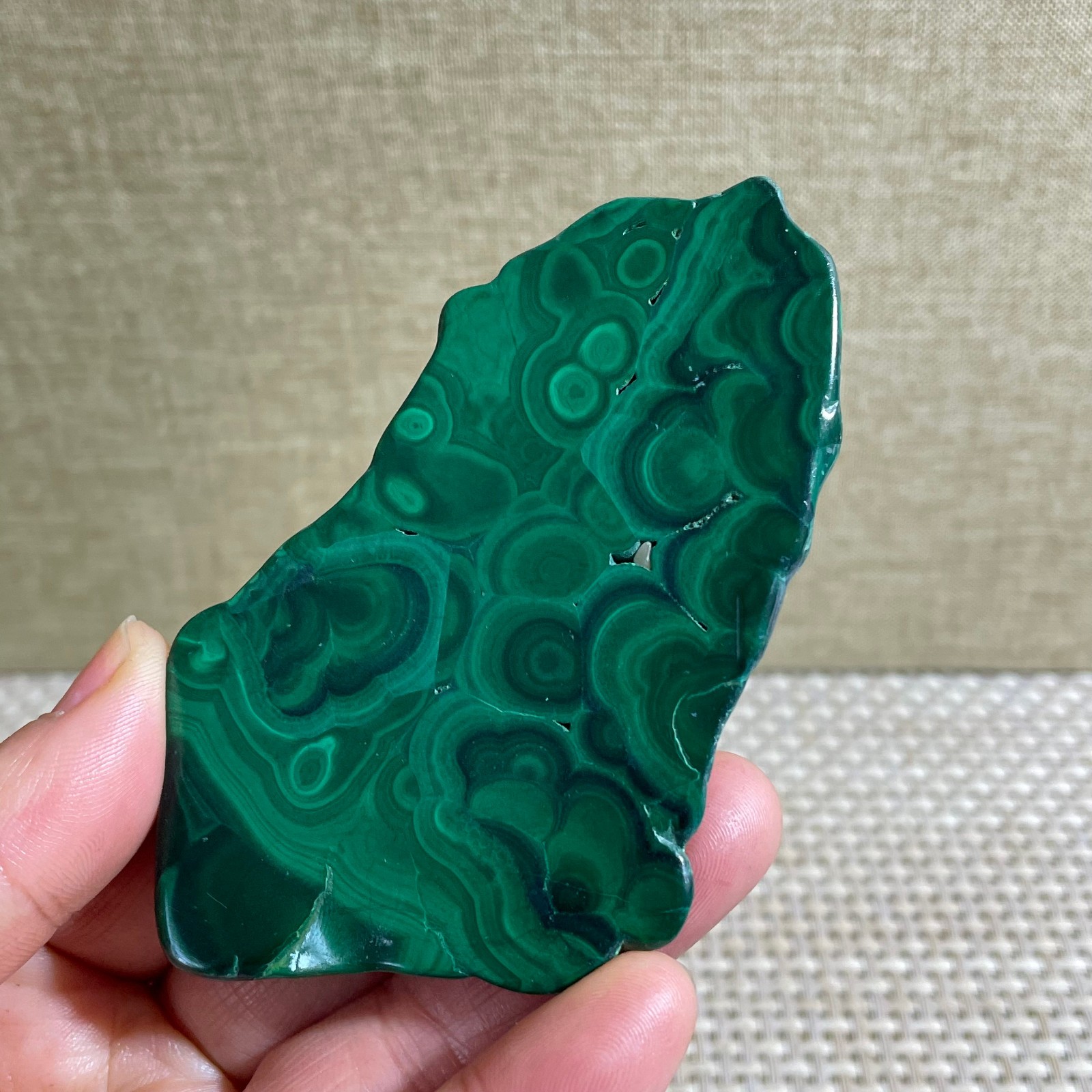 72g Genuine Malachite Slice Slab, Home Decor
