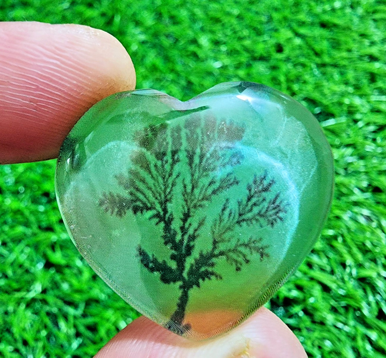 66Crt Gorgeous Dendritic Agate Heart Cabochon Scenic Landscape Pendant Gemstone