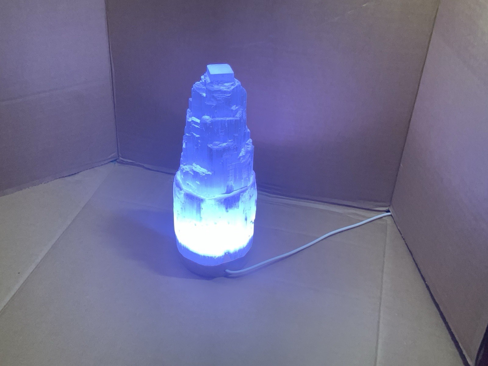 Selenite Lamp, Selenite Crystal Lamp, Selenite Tower Skyscraper Lamp, 8″ (20 cm)