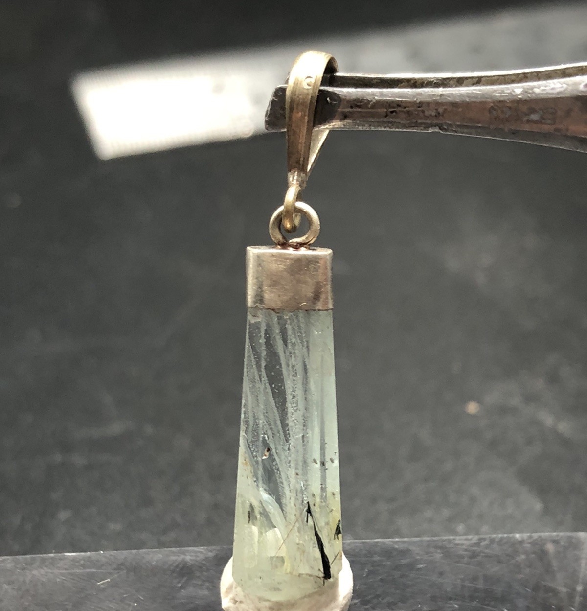 Polished aquamarine Pendant With 925 Silver hook from Pakistan Weight 9 Carat