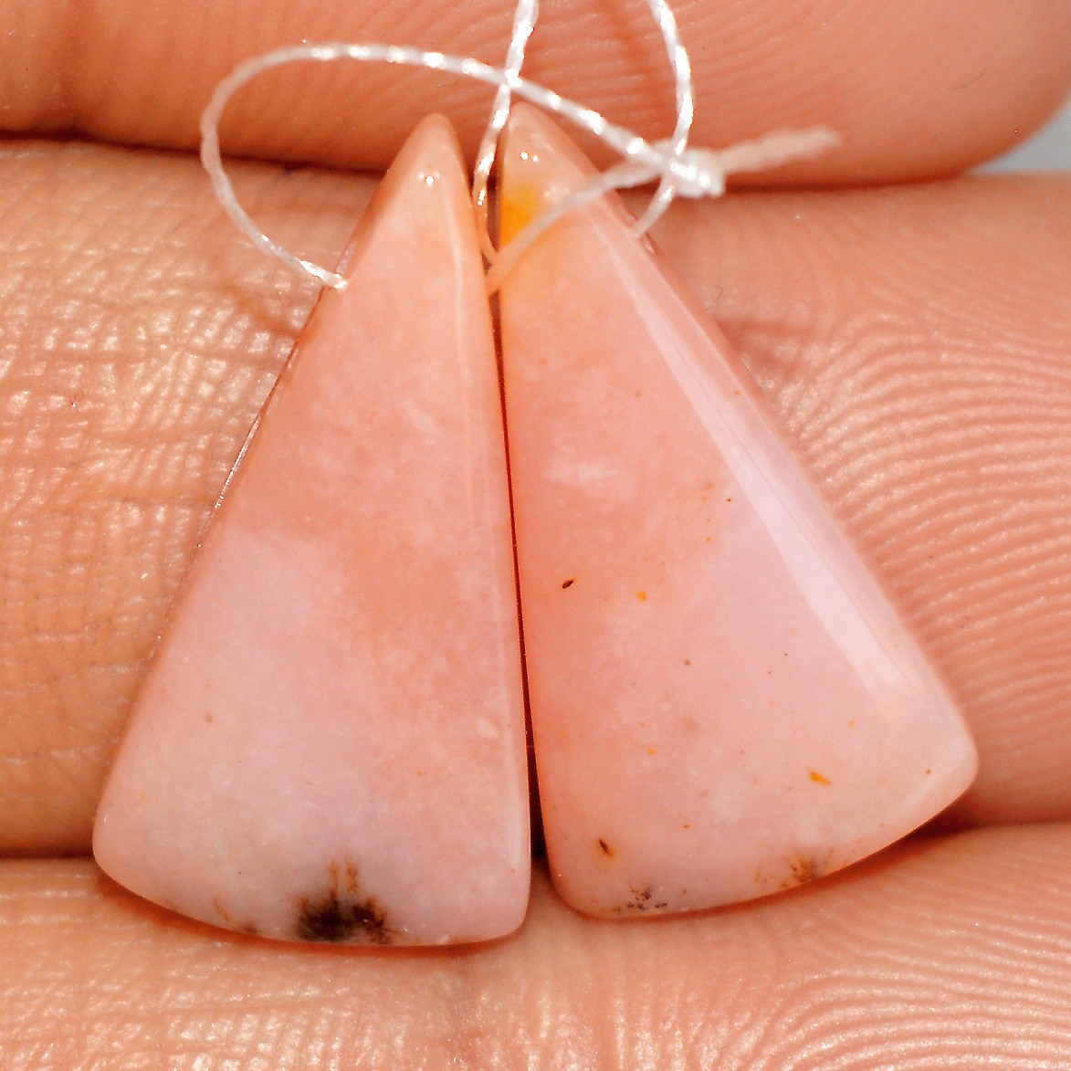 12 Cts Natural Pink Opal Cabochon Gemstone Side Drill Earring Pair 19x10mm #P569