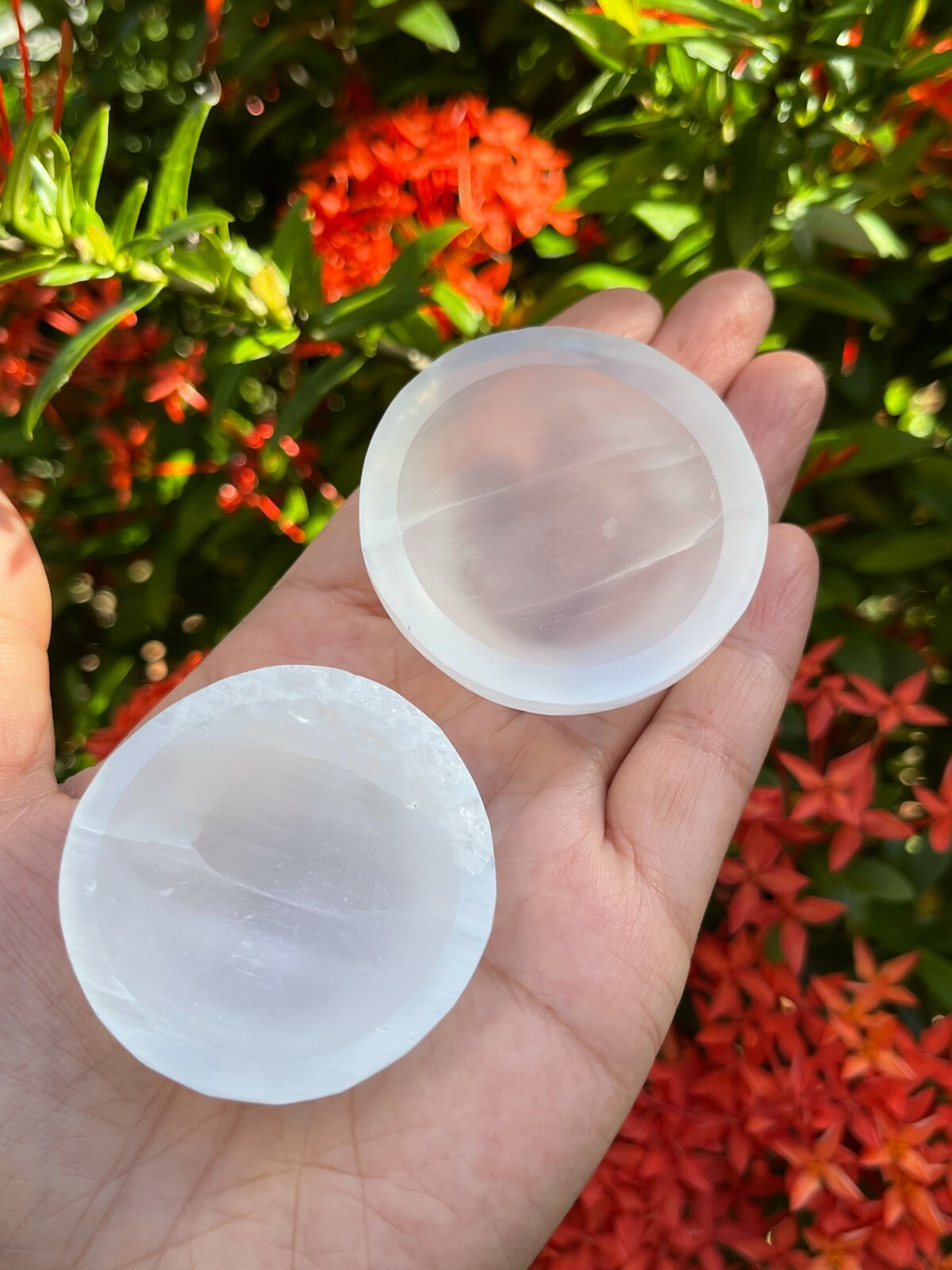 Gemstone Carved – 2″ Diameter SELENITE Crystal Polished Charging Bowl, Mini Bowl