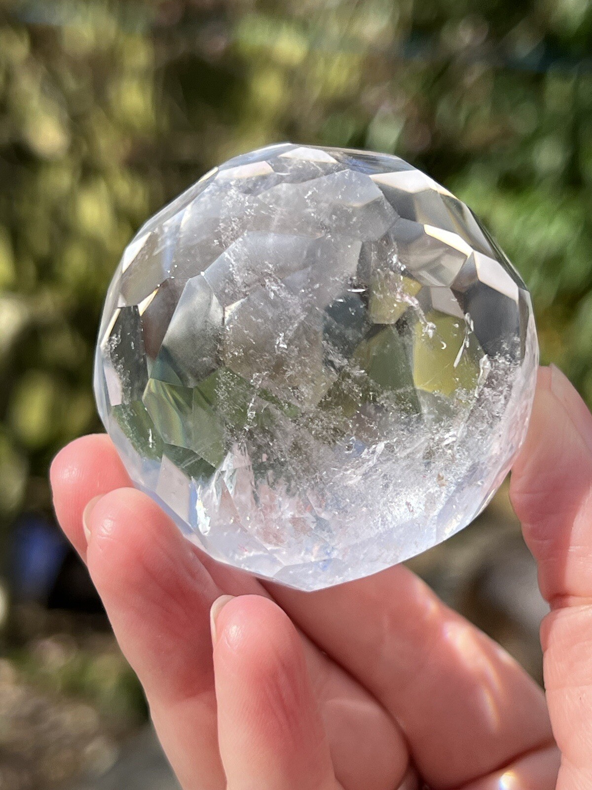 Clear Quartz Hand Faceted Large Crystal Ball AAA+ 48mm Diameter Freestanding 7