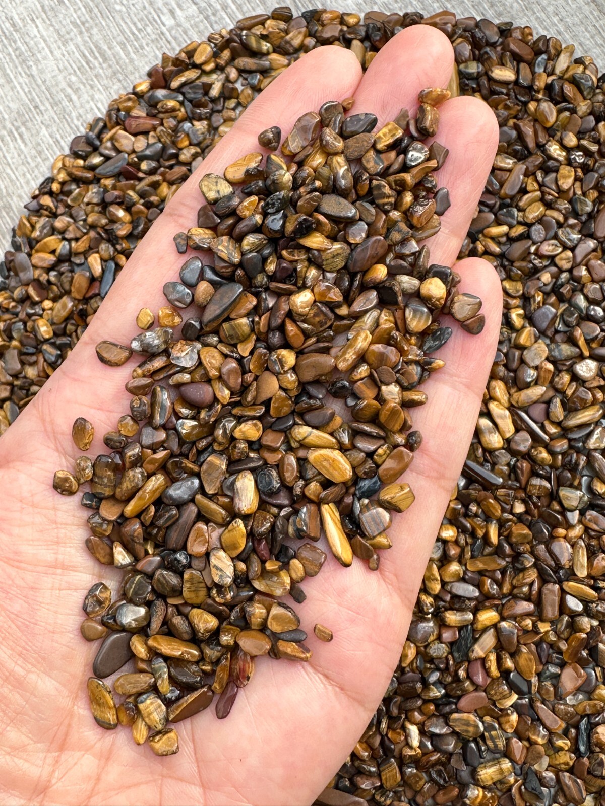 Grade A++ Tiger Eye Semi Tumbled Gemstone Mini Chip 2-5 mm, Wholesale Bulk Lot