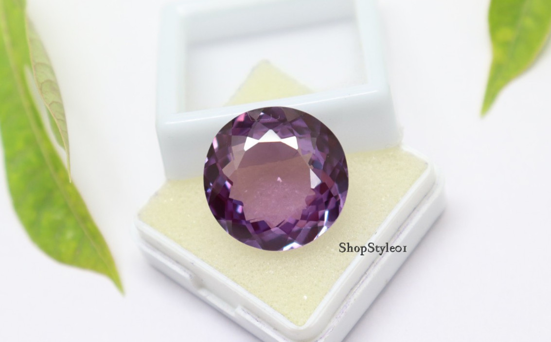 21.85 Ct Natural Alexandrite – Round Cut Loose Certified Gemstone Color Change.