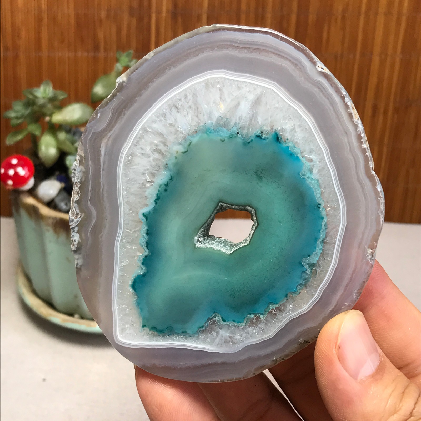 96mm Natural agate Slab/Slice quartz crystal pictographic specimen 94g A3088