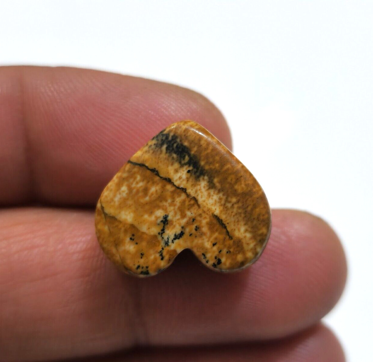 Natural Picture Jasper Heart Shape Cabochon 19.70 Crt Loose Gemstone For Jewelry