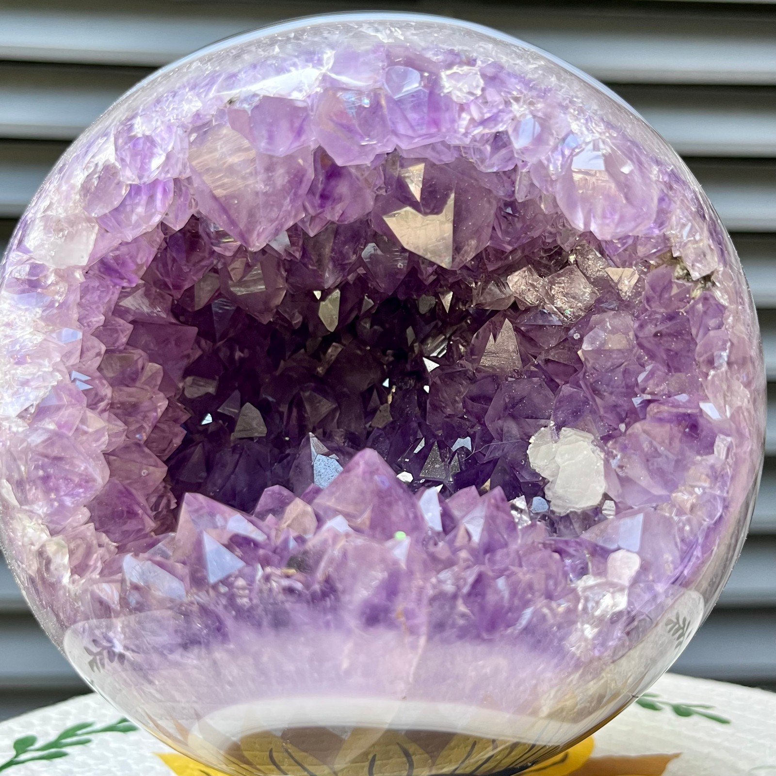 9.9 lb Natural Amethyst Geode Sphere Crystal Druzy Ball Gift Display Decor