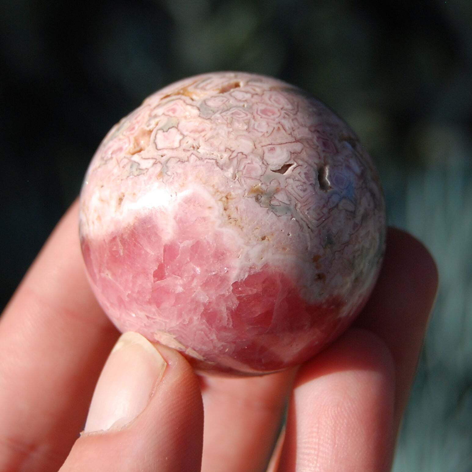 41mm 125g Rhodochrosite Crystal Sphere, Large Genuine Rhodochrosite Gemstone, Ar