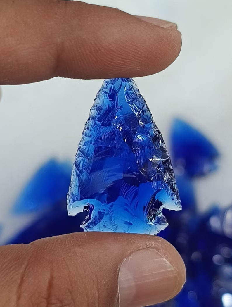 Blue Obsidian Arrowhead Stone – Stunning Display Piece or Jewelry Making