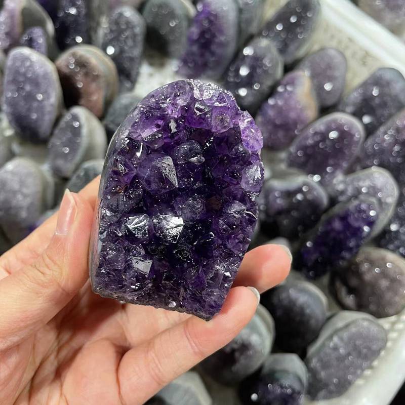 Cut Base Natural Amethyst Quartz Crystal Cluster Healing Stone Geode Specimen US